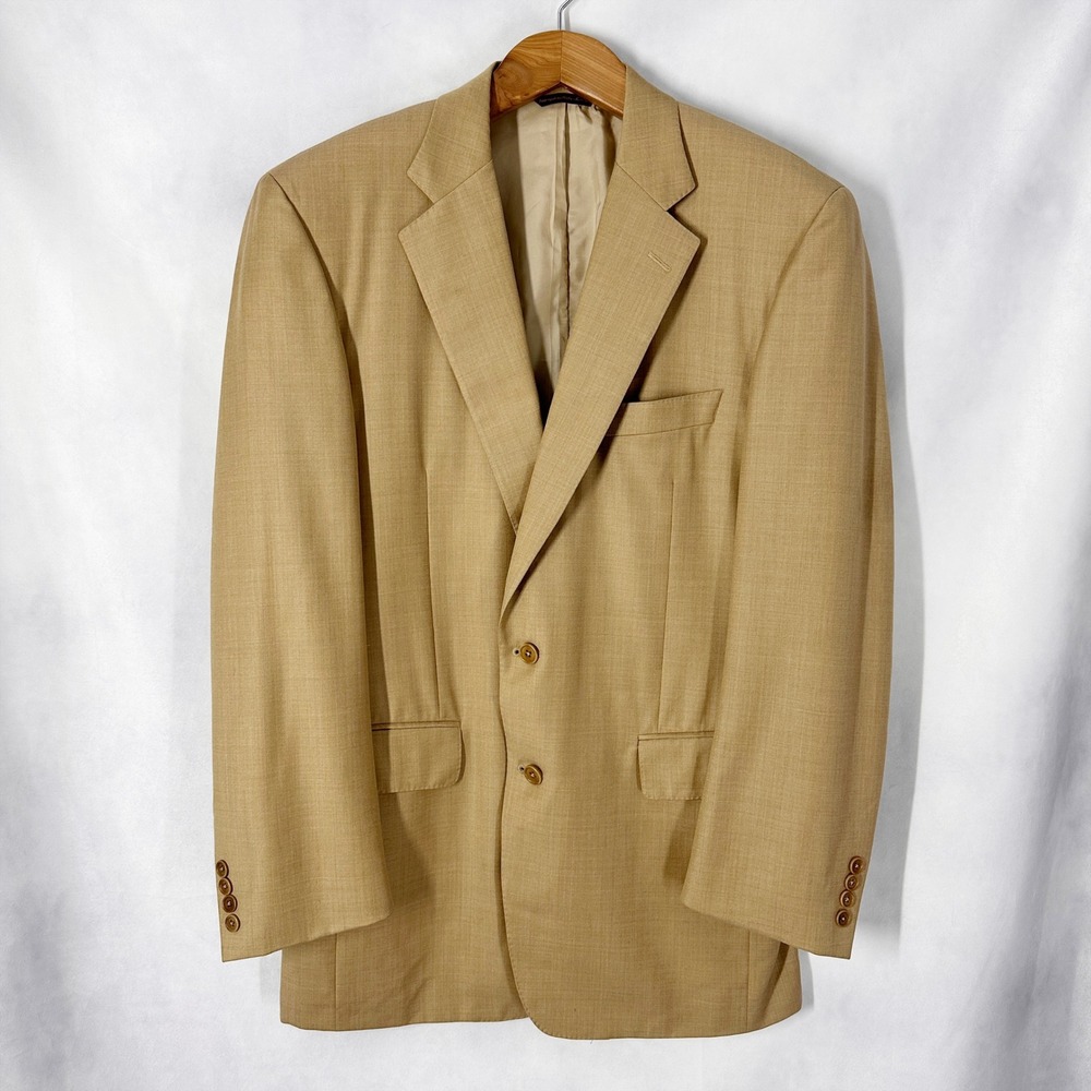 Samuelsohn 100% Wool Super 110s Camel Tan Blazer Men's Size 44 Tall/Long